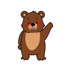 Obraz premium A cute smiling brown cartoon teddy bear character isolated and fun for children