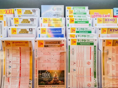 Kiel, Germany - 13. December 2025: German lottery tickets offering chances for winning money