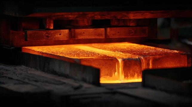 Medium shot of a variabletemperature electromagnetic induction furnace glowing as metal begins melting showcasing adjustable heat control for precise alloying processes.