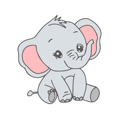 Fototapeta premium Adorable cartoon baby elephant illustration, perfect for children's books and nursery decor