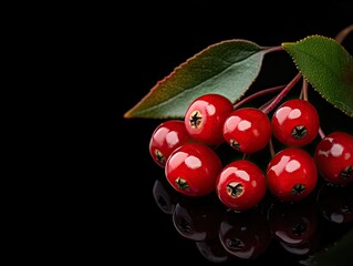 chokeberry isolated on black background