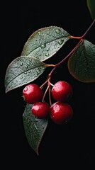 chokeberry isolated on black background