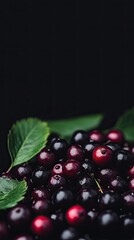 chokeberry isolated on black background