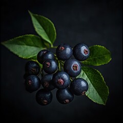 chokeberry isolated on black background