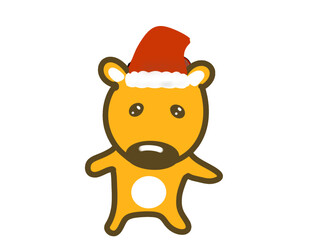 Cute Reindeer Wearing Santa Hat, Kawaii Christmas Illustration