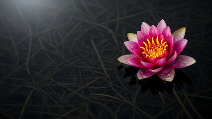 Serenity Bloom, a Water Lily Blossom Reflecting on Dark Water Surfaces
