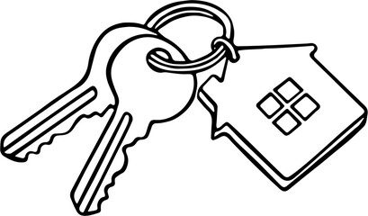 key with house image symbols as a security feature