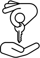 Symbol image represents handing over or entrusting a key to another person