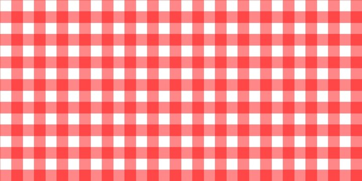 Bright red gingham Christmas pattern with bold checkered grid, classic festive background for holiday packaging, fabric design, and digital decoration