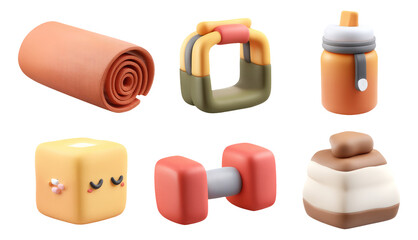 Soft Handmade Clay Fitness Equipment Illustration for Home Workout Inspiration