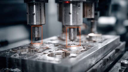 Medium shot highlighting smart diecasting molds with wear detection sensors capturing mold surface conditions to prevent defects and extend tool lifespan.