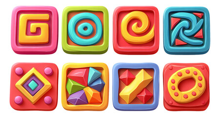 Colorful 3D Soft Clay Puzzle Blocks with Various Shapes and Patterns Illustration
