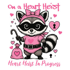 Cute Raccoon With Heart Bag Romantic Valentine SVG