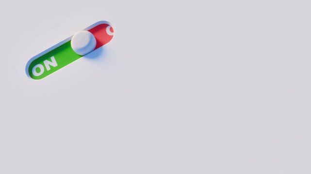 3d toggle click slider switch button to turn something on or off. Clean white red green design with copy space for your text or other design animation. 