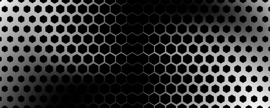 Hexagon Vector Abstract Geometric Technology Background. Halftone Hex Retro Simple Pattern. Minimal Style Dynamic Tech Wallpaper.