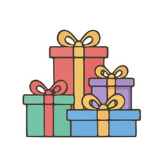Christmas Gift Boxes with Ribbons and Bows, Stacked Presents for Holidays
