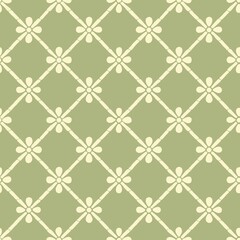 Seamless geometric floral pattern in green tones