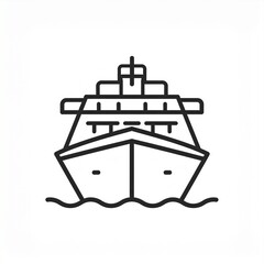 Obraz premium Minimal Cruise Ship Icon in Simple Line Style