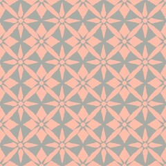 Seamless geometric floral pattern in pink and gray