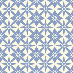 Seamless geometric floral pattern in blue and cream