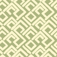 Seamless geometric pattern in green and cream colors