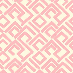 Seamless geometric pattern in pink and cream colors