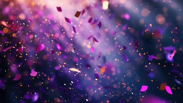 Colorful streamers of confetti against a dark background. Perfect for New Year's celebrations, weddings, and festive events.