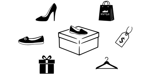 Fototapeta premium Shoe Box High Heel Footwear Accessory Silhouette