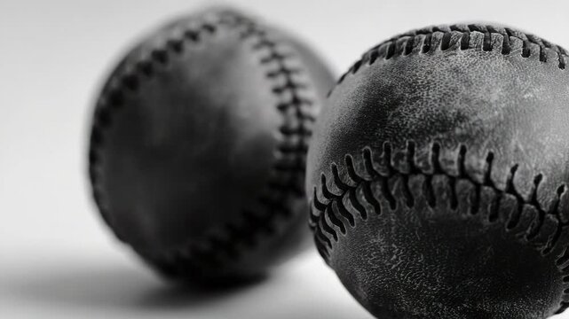 A collection of baseballs with black and white texture against a light background.