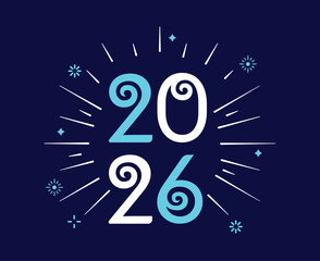 2026 Happy New Year Blue Festive Elegant Design Abstract Creative Vector Illustration