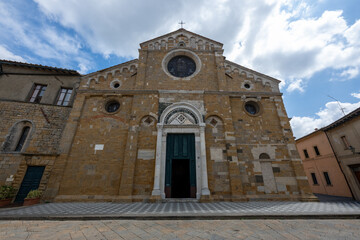 Volterra Cathedral Romanesque facade - Volterra, Italy