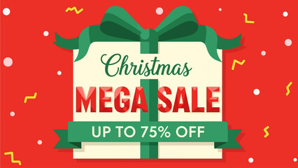 Vibrant Christmas Holiday Season Sale Promotion Banner Offering Significant Discounts and Festive Shopping Opportunities