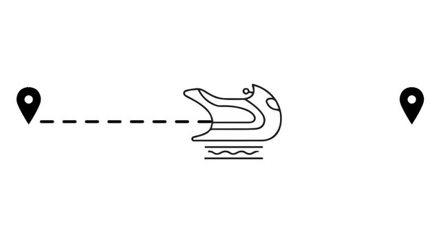 Jet ski route icon animation illustrating water sport travel, navigation path, recreation activity, transportation concept and summer tourism.
