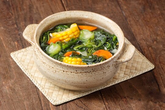 Sayur bayam bening or spinach clear vegetable in bowl