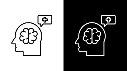 Positive Thoughts Outline White Icon Set Design