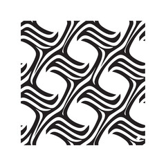 Abstract black and white wavy pattern background with curved lines and monochrome stripes in a modern retro style
