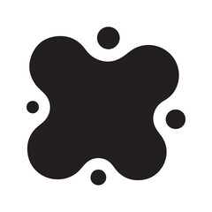 Abstract organic black blob shape isolated on white background, vector illustration of fluid ink stain, liquid drop, or irregular smooth amoeba cell element
