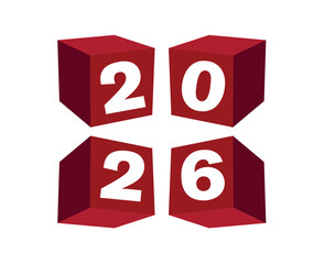 2026 Happy New Year 3D Maroon Color Abstract Elegant Creative Design Vector Illustration