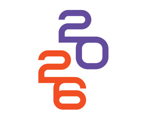 Fototapeta premium 2026 Happy New Year Abstract Purple And Orange Elegant Creative Design Vector Illustration