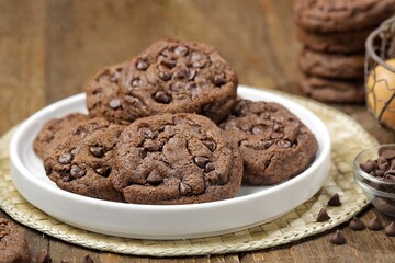 Fototapeta premium Chocolate soft cookies decorate topping with chocolate chip