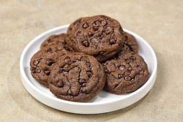 Fototapeta premium Chocolate soft cookies decorate topping with chocolate chip