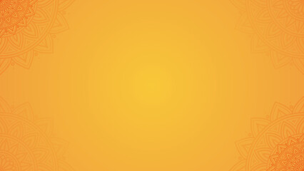 Simple Luxury Yellow Gold and Orange Mandala Horizontal Background Design with Subtle Islamic and Indian Ornamental Patterns