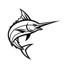 marlin fish mascot logo vector design template modern style