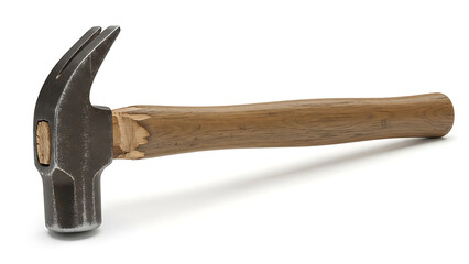 Sturdy claw hammer with a weathered wooden handle, essential tool for construction and home improvement projects