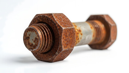 Rusty bolt on white background