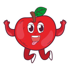 Jumping Apple Character Sticker