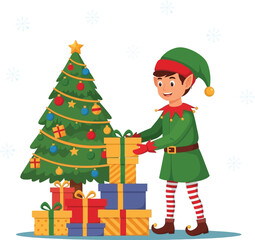 little man with christmas tree