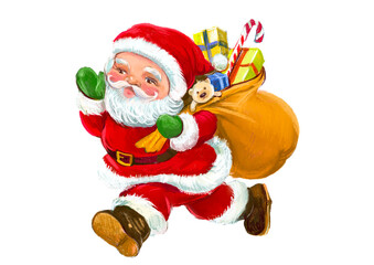 Red Cute Illustrative Christmas Santa Gift