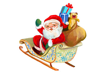 Red Cute Illustrative Christmas Santa Gift