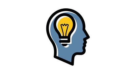 brainstorming an idea depicted by a bright light bulb in a human head symbolizing innovation intelligence and problem-solving.
